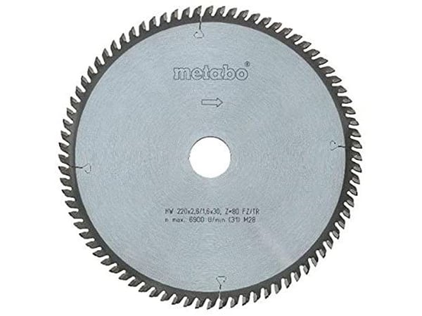 Metabo 628087000, Aluminium, Bronse, Sponplate, Laminat, MDF, Plast, Tre, 25 cm, 3 cm, Tungsten Carbide Tipped (TCT), 1,8 mm, 6100 RPM