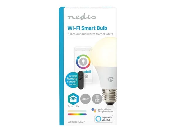 Nedis SmartLife - LED-lyspære - form: pære - E27 - 9 W (ekvivalent 60 W) - klasse F - RGB/varmt til kjølig hvitt lys - 2700-6500 K - hvit