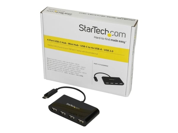 StarTech.com 4-Port USB-C Hub - USB-C to 4x USB-A Hub Adapter - Mini USB 2.0 Hub - Bus-powered USB Type-C Port Expander (ST4200MINIC) - Hub - 4 x U...