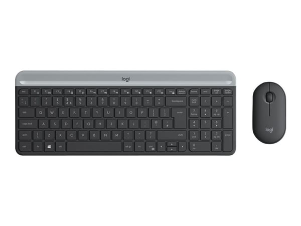 Logitech Slim Wireless Combo MK470 - Tastatur- og mussett - trådløs - 2.4 GHz - Nordisk - grafitt