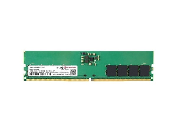 Transcend JetRAM - DDR5 - modul - 16 GB - DIMM 288-pin - 4800 MHz / PC5-38400 - CL40 - 1.1 V - ikke-bufret - on-die ECC