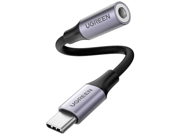 Ugreen - USB-C til hodetelefons-jakkadapter - USB-C hann til mini-phone stereo 3.5 mm hunn - grå