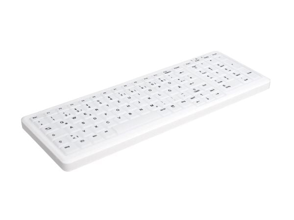 CHERRY AK-C7000, Langaton RF + USB, Näppäimen saksikytkin, QWERTY, Valkoinen