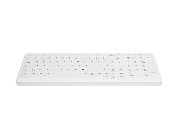 CHERRY AK-C7000, Langaton RF + USB, Näppäimen saksikytkin, QWERTY, Valkoinen