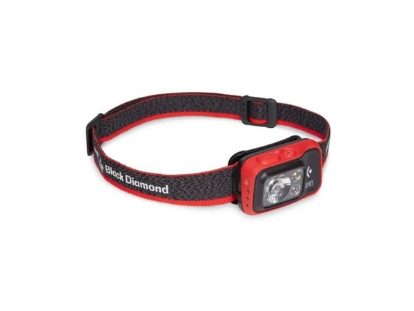 Black Diamond Spot 400, Pannbandsficklampa, Svart, Röd, Knappar, 1,1 m, IPX8, LED