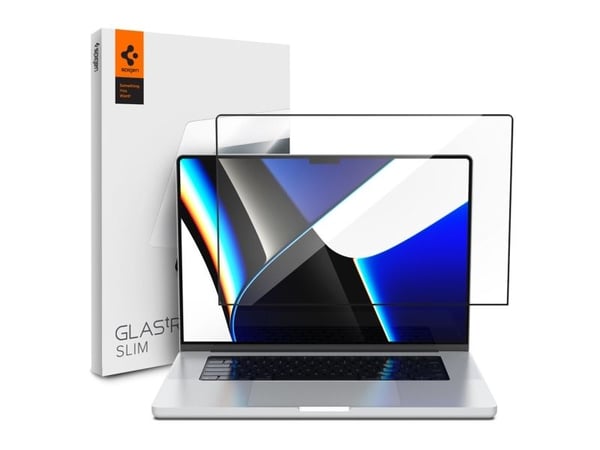 Spigen GLAS.tR SLIM, Bærbar PC-skjermbeskytter, Gjennomsiktig, Apple, Macbook Pro 14 inch (A2442), Herdet glass, 35,6 cm (14")
