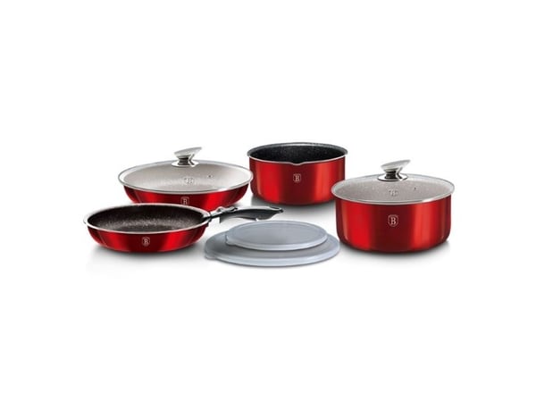 Berlinger Haus BH/6145, Mixed set, Burgunder, Aluminium, Marmor, Ergonomisk, Mykt grep, Gass, Halogen, Induksjon