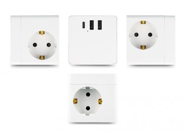 DeLOCK 11497, CEE 7/3 + USB, Valkoinen, 250 V, 16 A, 50 Hz, 3680 W