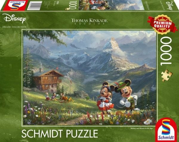 Puslespill 1000 brikker Mickey & Minnie i Alpene Disney T. Kinkade 110792