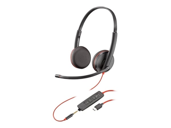 Poly Blackwire C3225 - 3200 Series - hodesett - on-ear - kablet - 3,5 mm jakk, USB-C - lydisolerende