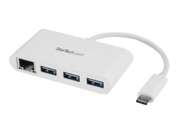 StarTech.com 3 Port USB C Hub w/ Gigabit Ethernet - USB Type C to 3 x USB-A - Multi Port USB 3.0 Hub for MacBook Pro (HB30C3A1GEA) - Hub - 3 x Supe...
