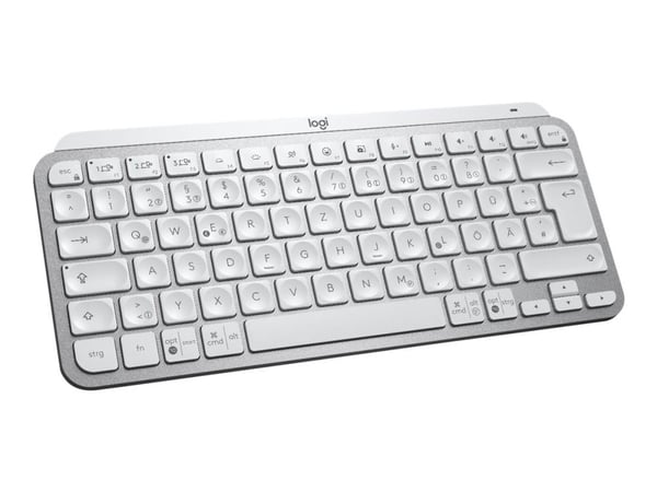 Logitech MX Keys Mini, Mini, Langaton, RF Wireless + Bluetooth, Näppäimen saksikytkin, QWERTY, Harmaa