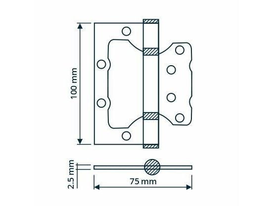 Haushalt Hinge Door 100X75x2.5Mm Brass Plated