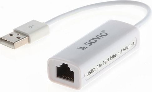 SAVIO CL-24 - Nettverksadapter - USB 2.0 - 10/100 Ethernet x 1 - hvit