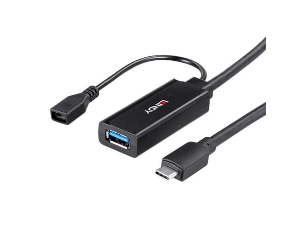 Lindy 43344, USB 3.2 Gen 1 (3.1 Gen 1) Type-C, USB 3.2 Gen 1 (3.1 Gen 1) Type-A, 5000 Mbit/s, Musta, akryylinitriilibutadieenistyreeni, pyöreä kaapeli