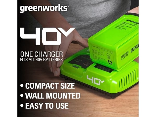 Greenworks 2945107, Batterilader, Grønn, AC, 220 - 240 V, Lithium-Ion (Li-Ion), Akrylonitril-butadien-styren (ABS)