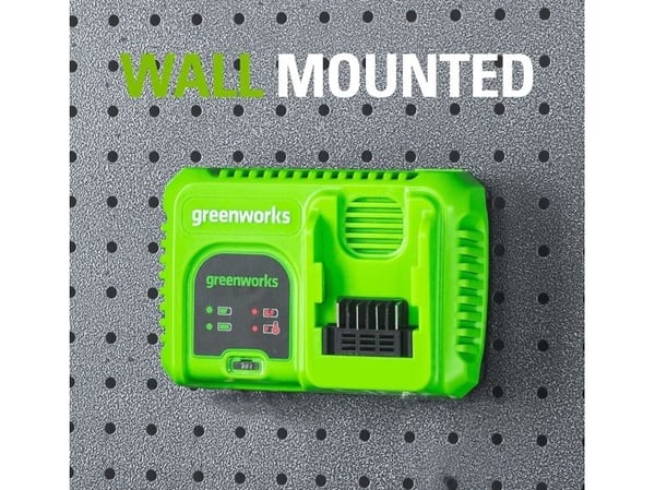 Greenworks 2945107, Batterilader, Grønn, AC, 220 - 240 V, Lithium-Ion (Li-Ion), Akrylonitril-butadien-styren (ABS)