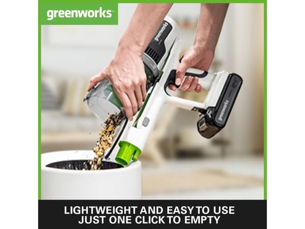 Greenworks GR4701107UBVT, Uten pose, Hvit, 0,5 l, Plast, 21 l/s, Tørr