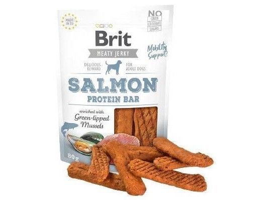 Brit Jerky Snack, Snacks, Hund, Adult, Laks, 80 g, Sukkerfri
