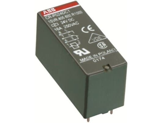 ABB CR-P024DC2, Sort, -40 - 85 °C, 8 A, 250 V, 12,7 x 29 x 15,7 mm, 140 g