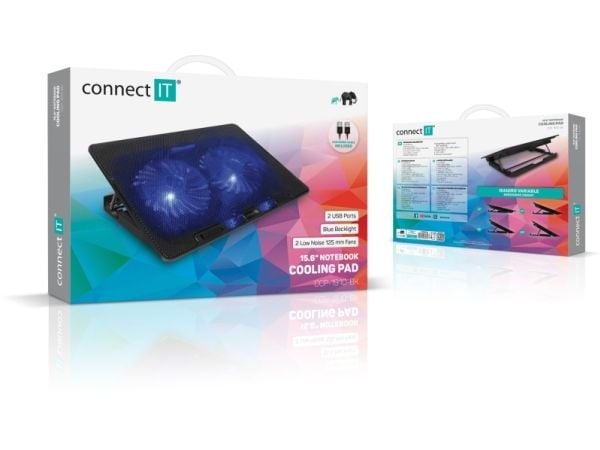 Connect IT CCP-1910-BK, 39,6 cm (15,6"), 2 kpl, 12,5 cm, vierityspalkki, 1000 rpm, 76 kuutiometriä/min.