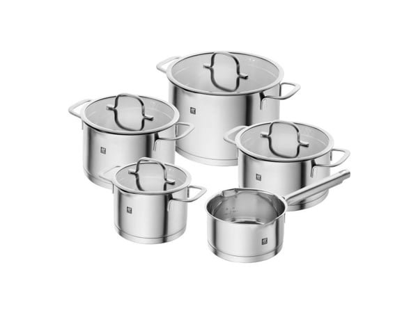 ZWILLING TrueFlow - Matlagningssats med lock - 5 artiklar - rund - silver