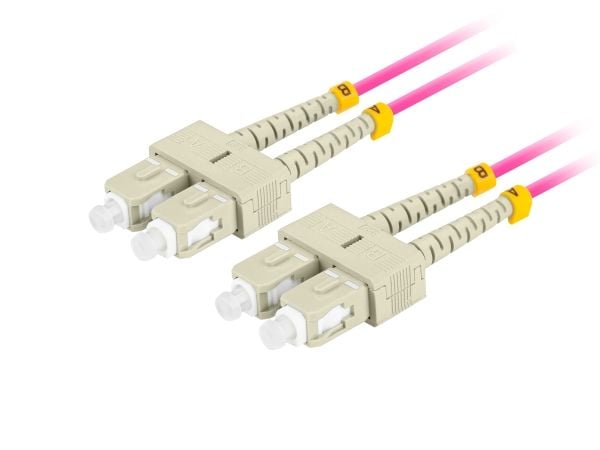 Lanberg - Koblingskabel - SC/UPC-multimodus (hann) til SC/UPC-multimodus (hann) - 1 m - 3 mm - fiberoptisk - dupleks - 50 / 125 mikroner - OM4 - ha...