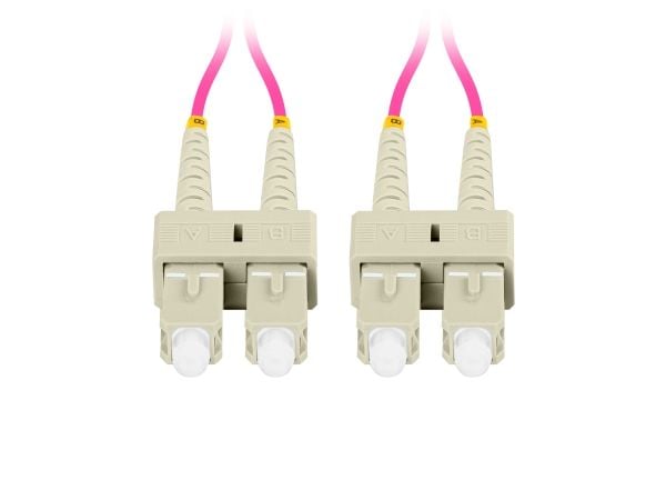 Lanberg - Koblingskabel - SC/UPC-multimodus (hann) til SC/UPC-multimodus (hann) - 1 m - 3 mm - fiberoptisk - dupleks - 50 / 125 mikroner - OM4 - ha...