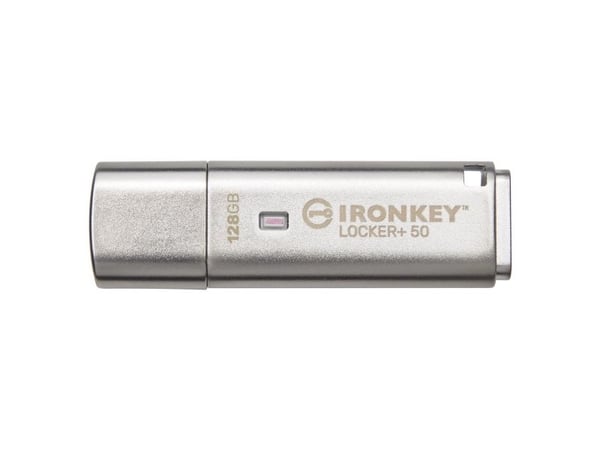 Kingston IronKey Locker+ 50 - USB-flashstasjon - kryptert - 128 GB - USB 3.2 Gen 1