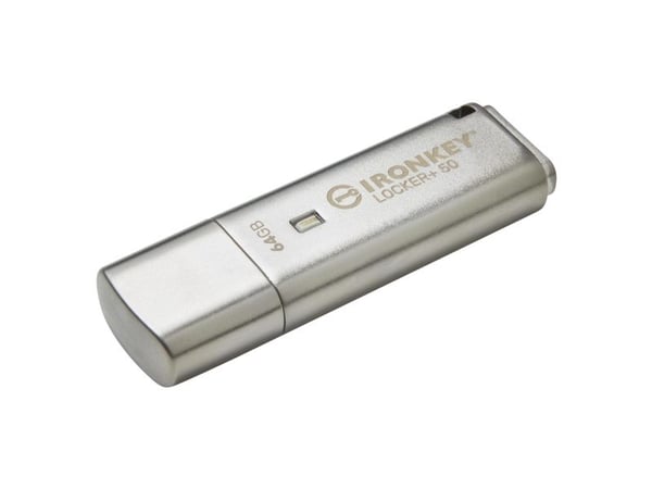 Kingston IronKey Locker+ 50 - USB-flashstasjon - kryptert - 64 GB - USB 3.2 Gen 1