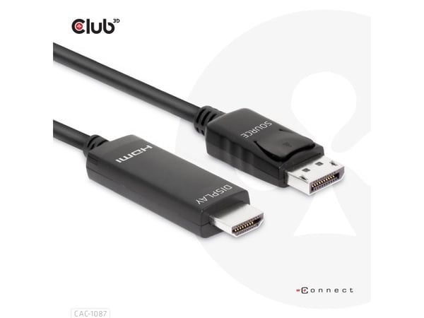 Club 3D - Adapterkabel - DisplayPort hann til HDMI hann - 3 m - 4K 120 Hz støtte, 8K 60Hz støtte, støtter Dynamisk HDR10