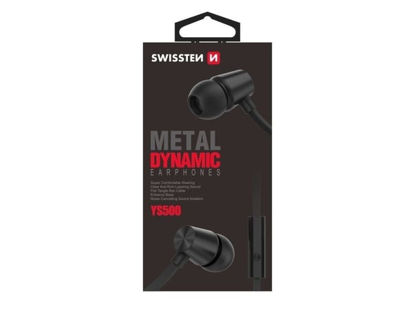 Swissten YS500, Koblet med ledninger (ikke trådløs), Samtaler/musikk, 20 - 20000 Hz, Hodesett, Sort