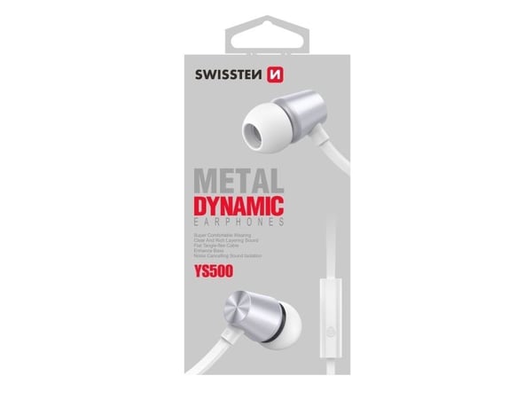 Swissten YS500, Koblet med ledninger (ikke trådløs), Calls/Music, 20 - 20000 Hz, Hodesett, Sølv, Hvit