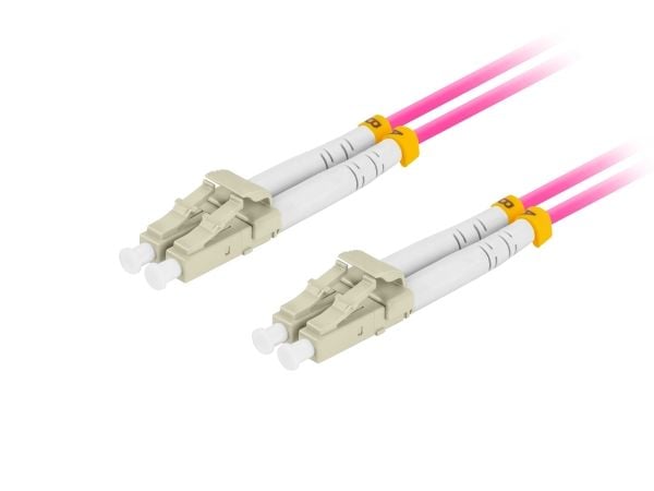 Lanberg - Koblingskabel - LC/UPC-multimodus (hann) til LC/UPC-multimodus (hann) - 1 m - 3 mm - fiberoptisk - dupleks - 50 / 125 mikroner - OM4 - ha...