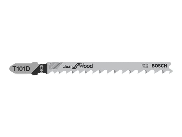 Bosch clean for Wood T 101 D - Stikksagblad - for kartong, fiberplate, bløtt tre - 3 deler - T-skaft - lengde: 100 mm