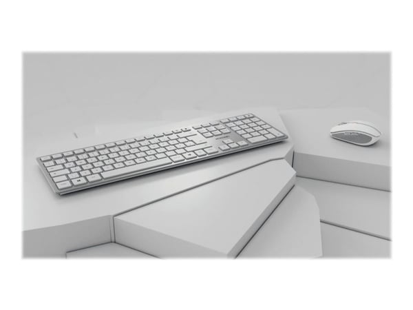CHERRY DW 9100 SLIM, RF Wireless + Bluetooth, QWERTY, Hopea, Sisältää hiiren