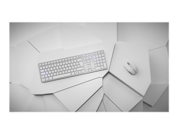 CHERRY DW 9100 SLIM, RF Wireless + Bluetooth, QWERTY, Hopea, Sisältää hiiren