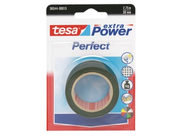 TESA extra Power Perfect, 2,75 m, Sort, Stof, Pap, Papir, 38 mm, Hængende boks