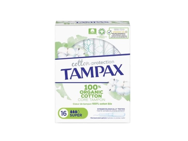 TAMPAX Cotton Protection Super, Hvid, 16 stk