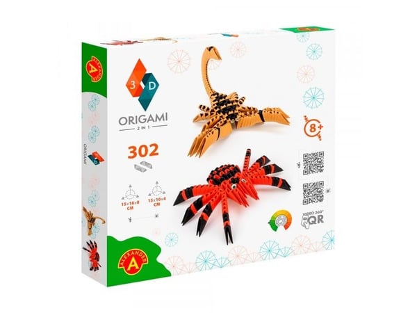 Origami 3D 2-i-1 pakke - Edderkop og Skorpion