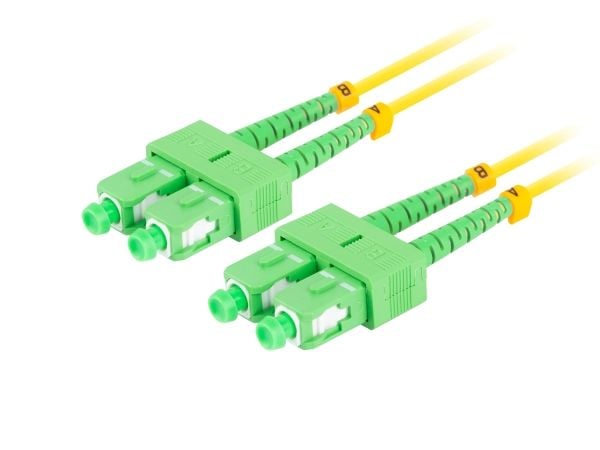 Lanberg - Koblingskabel - SC/APC (hann) til SC/APC (hann) - 1 m - 3 mm - fiberoptisk - dupleks - 9 / 125 micron - G.657.A1 - halogenfri - gul - (an...