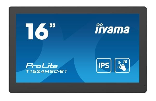 iiyama ProLite T1624MSC-B1 - LED-skjerm - 15.6" - berøringsskjerm - 1920 x 1080 Full HD (1080p) - IPS - 450 cd/m² - 800:1 - 25 ms - HDMI - høyttale...