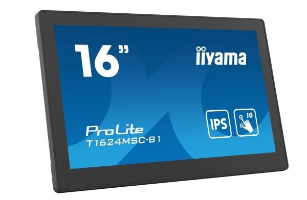 iiyama ProLite T1624MSC-B1 - LED-skjerm - 15.6" - berøringsskjerm - 1920 x 1080 Full HD (1080p) - IPS - 450 cd/m² - 800:1 - 25 ms - HDMI - høyttale...