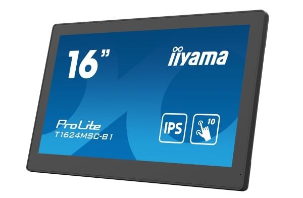 iiyama ProLite T1624MSC-B1 - LED-skjerm - 15.6" - berøringsskjerm - 1920 x 1080 Full HD (1080p) - IPS - 450 cd/m² - 800:1 - 25 ms - HDMI - høyttale...