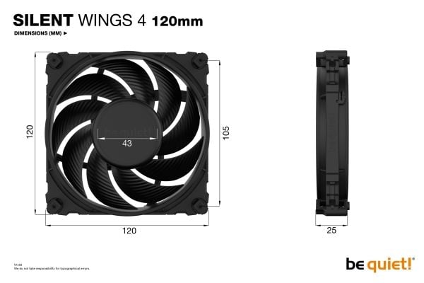 be quiet! Silent Wings 4 - Kabinettvifte - 120 mm - svart
