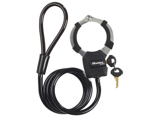 MASTER LOCK katumansetti, vaijerilukko, musta, teräs, avain, 1000 mm, 8 mm MASTER LOCK katumansetti, vaijerilukko, musta, teräs, avain, 1000 mm, 8 mm