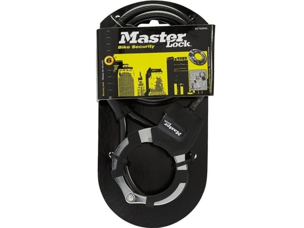 MASTER LOCK katumansetti, vaijerilukko, musta, teräs, avain, 1000 mm, 8 mm