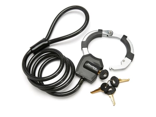 MASTER LOCK katumansetti, vaijerilukko, musta, teräs, avain, 1000 mm, 8 mm