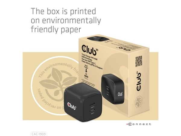 CLUB3D CAC-1909EU, Sisätila, AC, 20 V, Musta