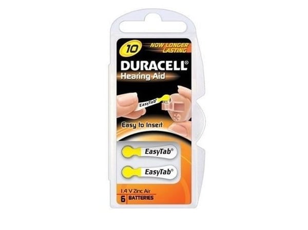 Duracell Hearing Aid 10, Single-use battery, Zinc-Air, 1.45 V, 6 pc(s)